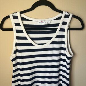 Vineyard Vines Maxi Summer Dress Striped Jersey Sleeveless Navy Cream